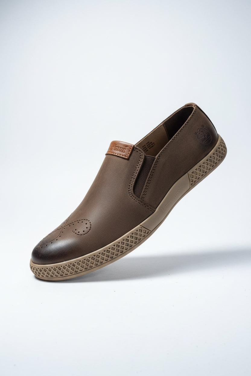 Brown slip-on casual leather shoe