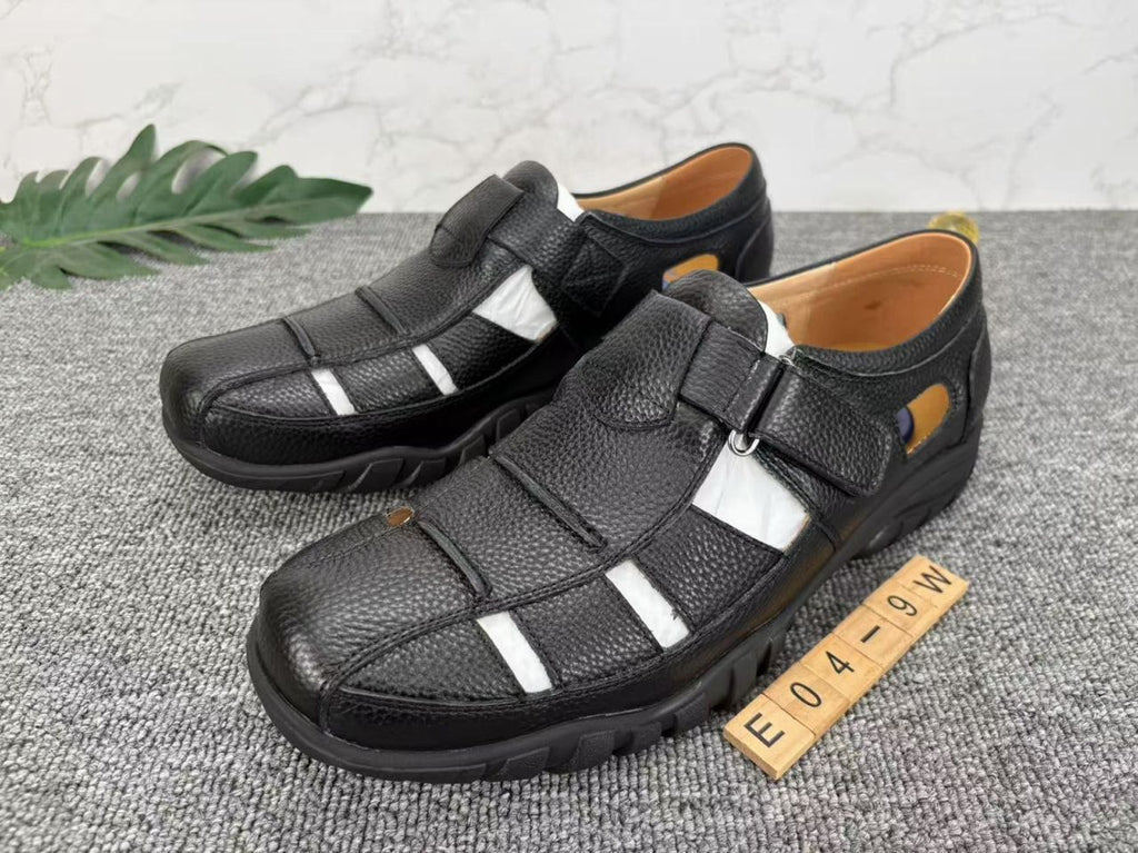 Black, closed-toe men's leather