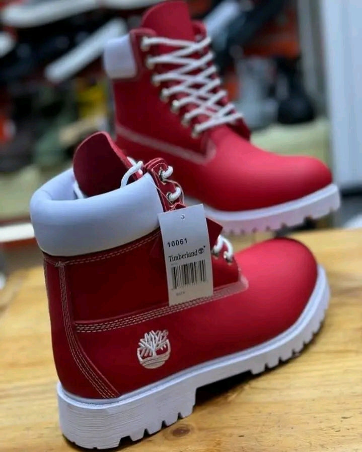 Timberland 6-inch Premium boots in a red